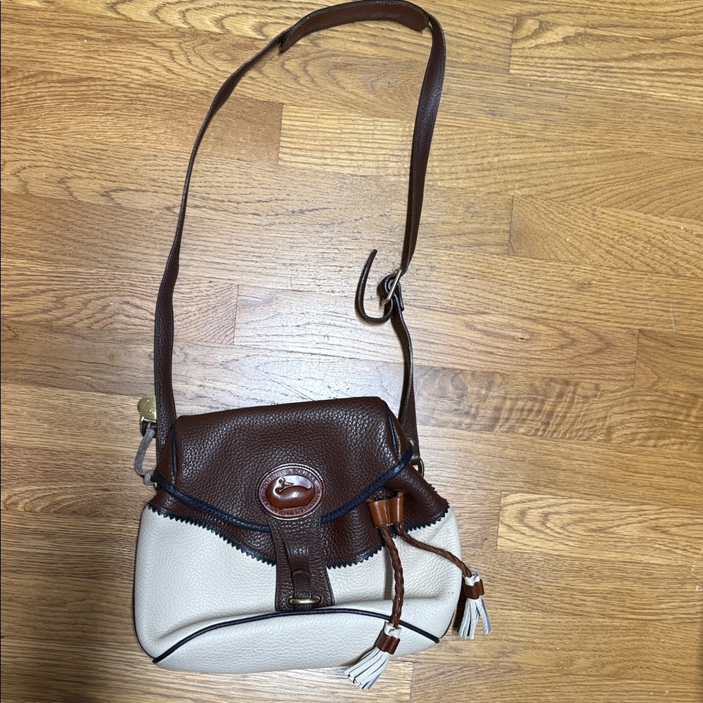 Brown and Cream Leather Shoulder Bag